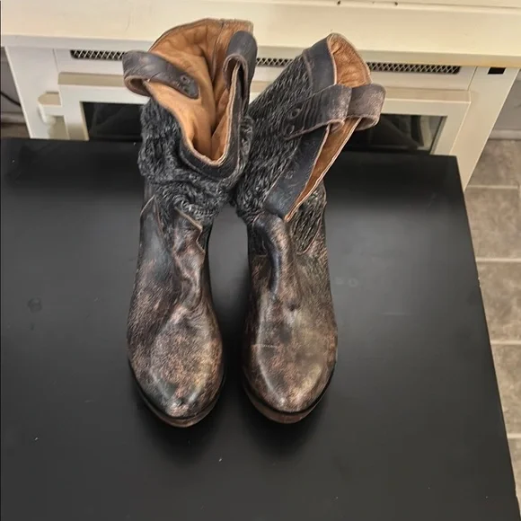 Bedstu Black with gold wash leather sweater slouch wedge bootie US8.5 - Picture 1 of 11